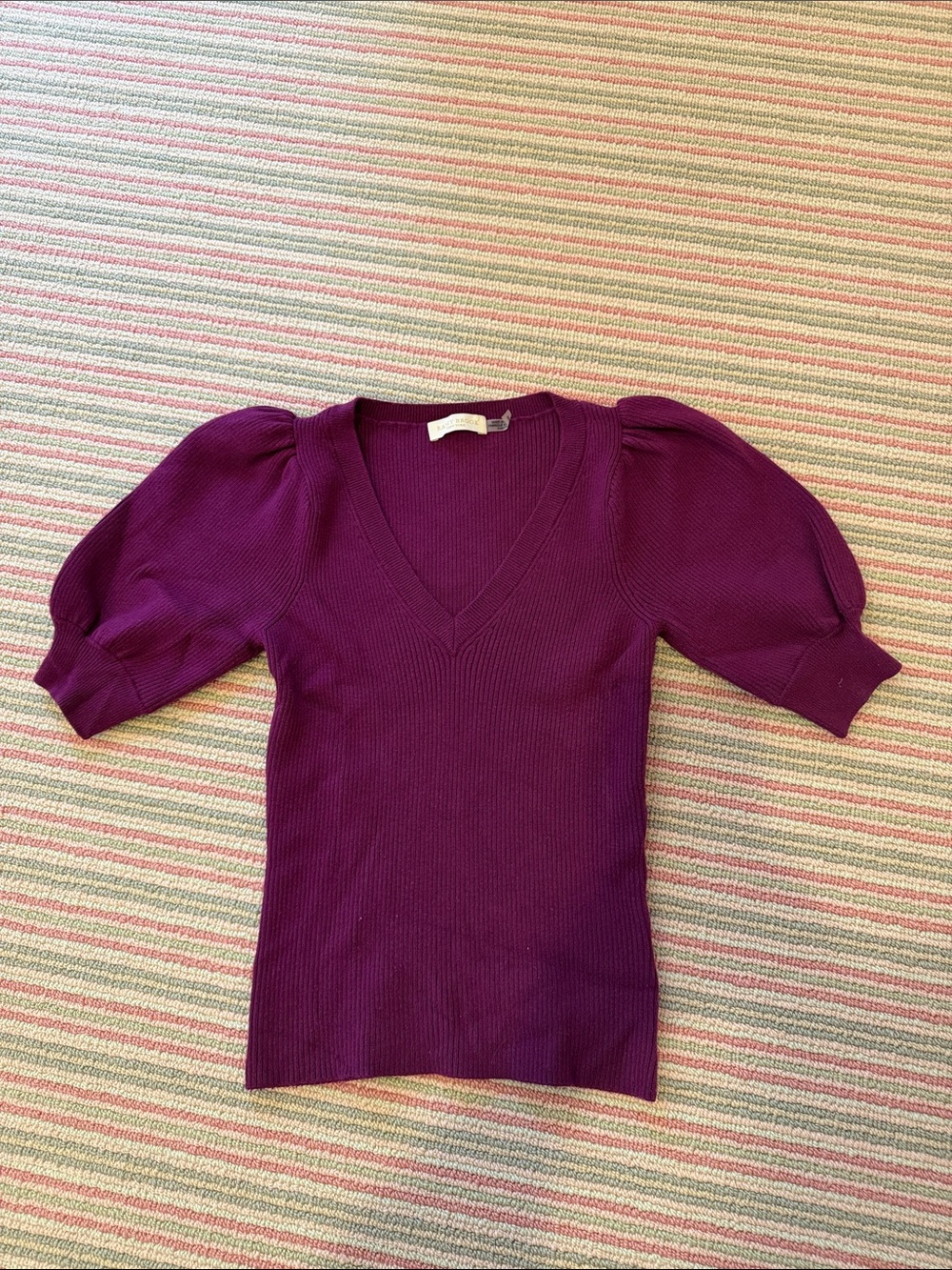 Ramy Brook Ribbed V-Neck sweater - Plum